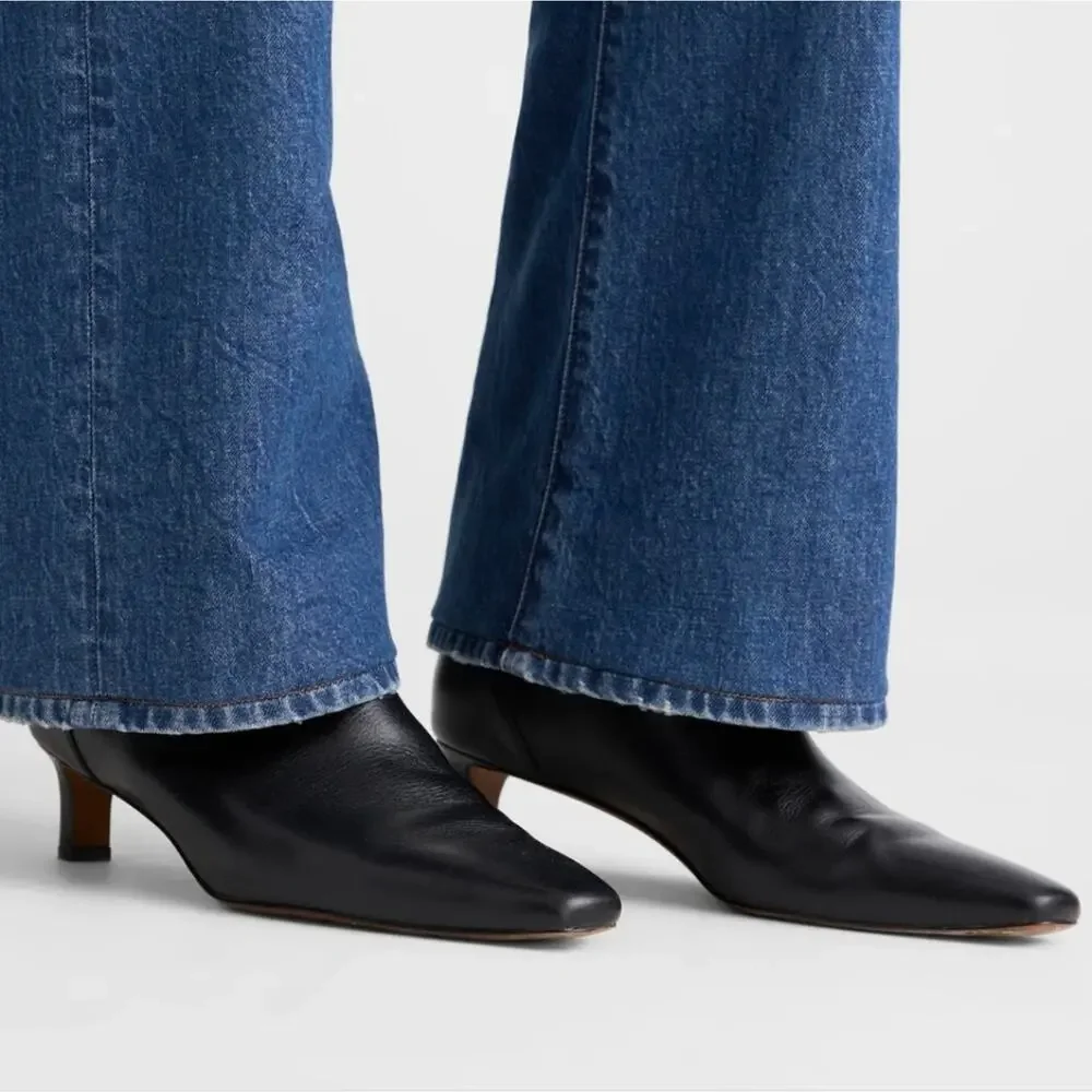 Madewell The Dimes Black Leather Chelsea Boot Kitten Heel Ankle Bootie 7.5 NEW